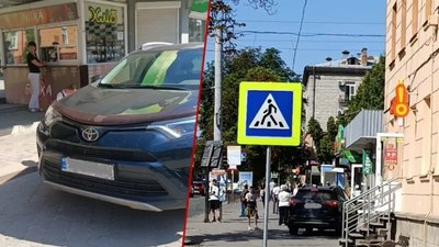 "Булка" важливіша: у Тернополі водійка заїхала позашляховиком на зупинку громадського транспорту. ФОТО