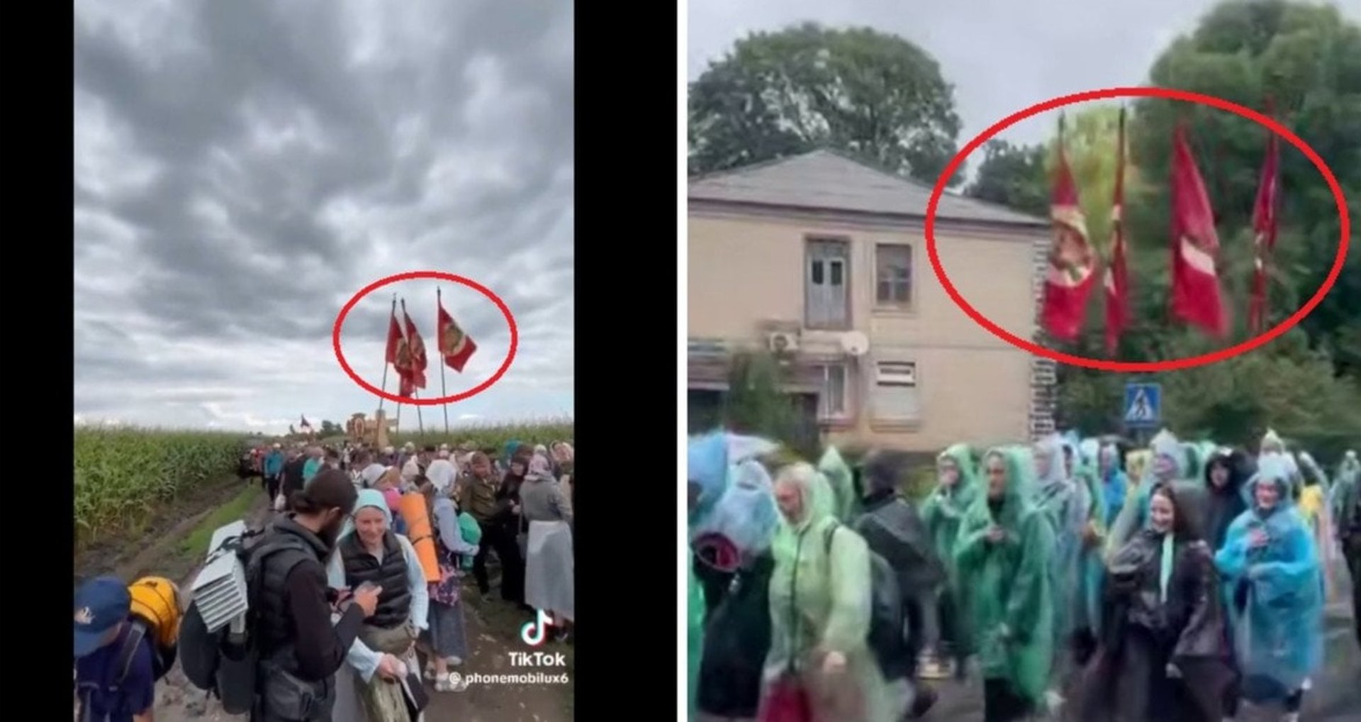 Прихильники московського патріархату ідуть до Почаєва під прапорами бойовиків "ДНР". ФОТО